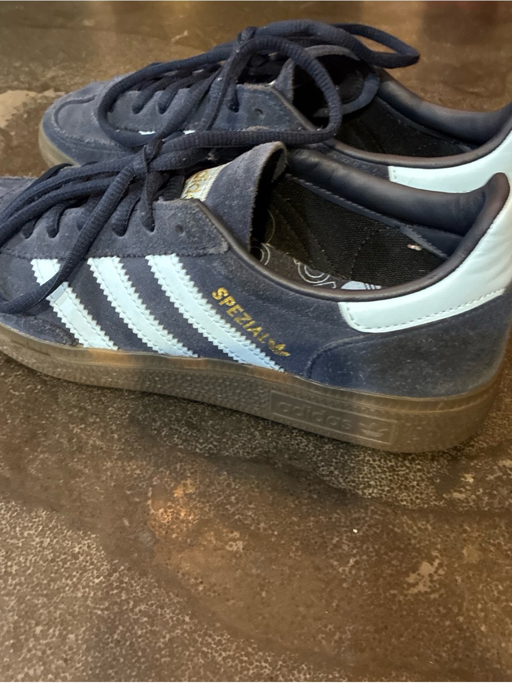 adidas Navy Suede Sneakers with Light Blue Stripes